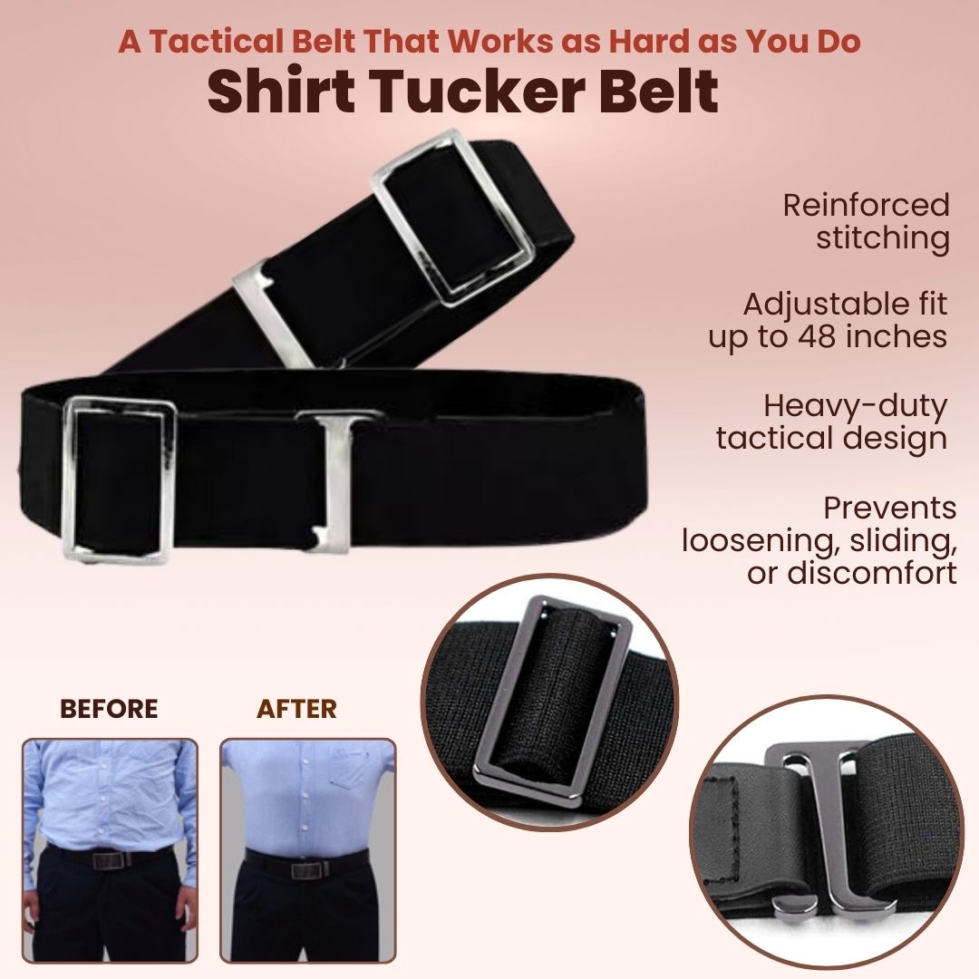 Military Professional Uniform Accessory Shirt Tucker Belt Strap - Adjustable Elastic Garter Belt For Men & Women, Black, One Size Fits Most Adjustable Non-slip Shirt Stay Strap Military Professional Uniform Accessory Shirt Tucker Belt Strap - Adjustable Elastic Garter Belt For Men & Women, Black, One Size Fits Most Adjustable Non-slip Shirt Stay Strap