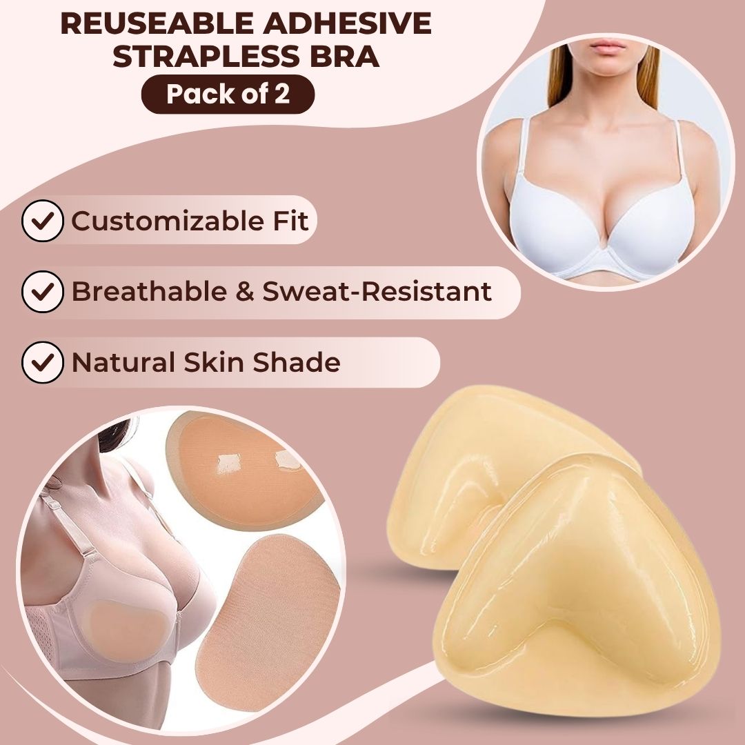Reuseable Adhesive Strapless Bra Inserts - Pack of 2