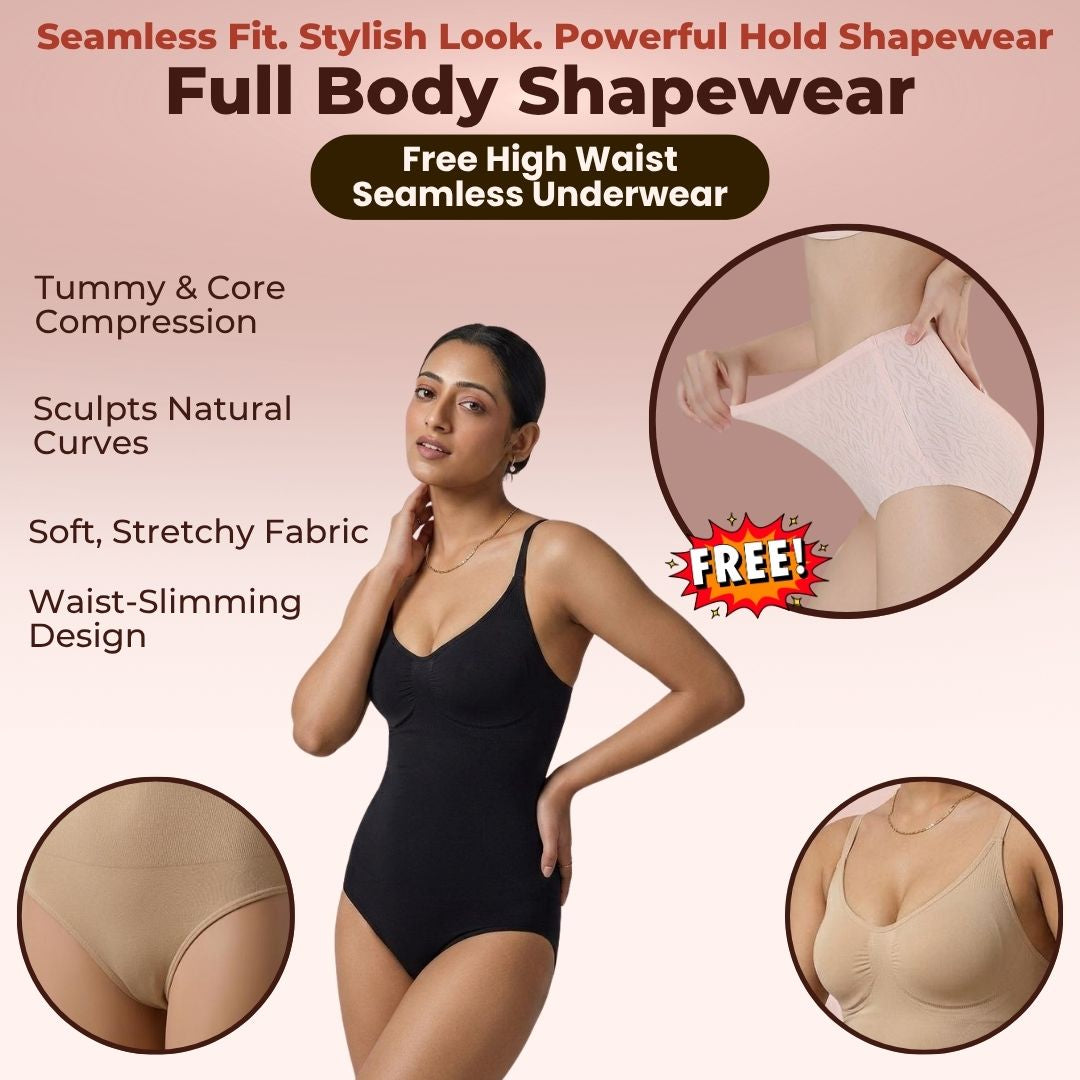 Full Body Shapewear With FREE High Waist seamless Underwear and 30 Day Diet Program eBook