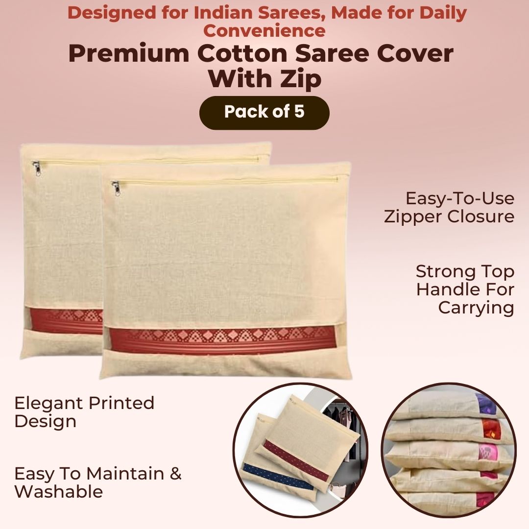 Premium Cotton Saree Covers Wth Zip
