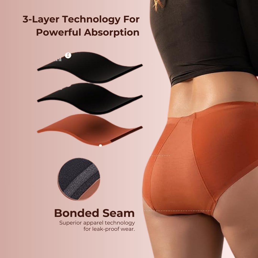 Leak Proof Underwear For Regular Everyday Leaks & Period Leaks - Pack Of 3